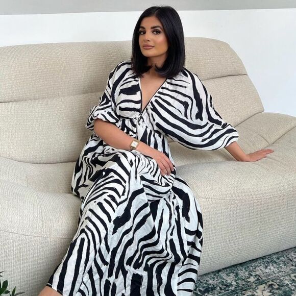 H&M Open Backed Dress Zebra Print New - Picture 1 of 9